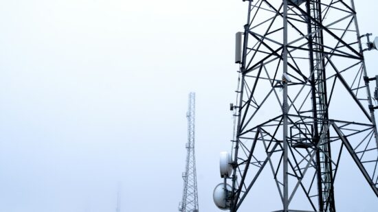 Telecom towers on Winter Hill, Bolton, UK.