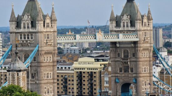 Aerial View of the Tower Bridge.