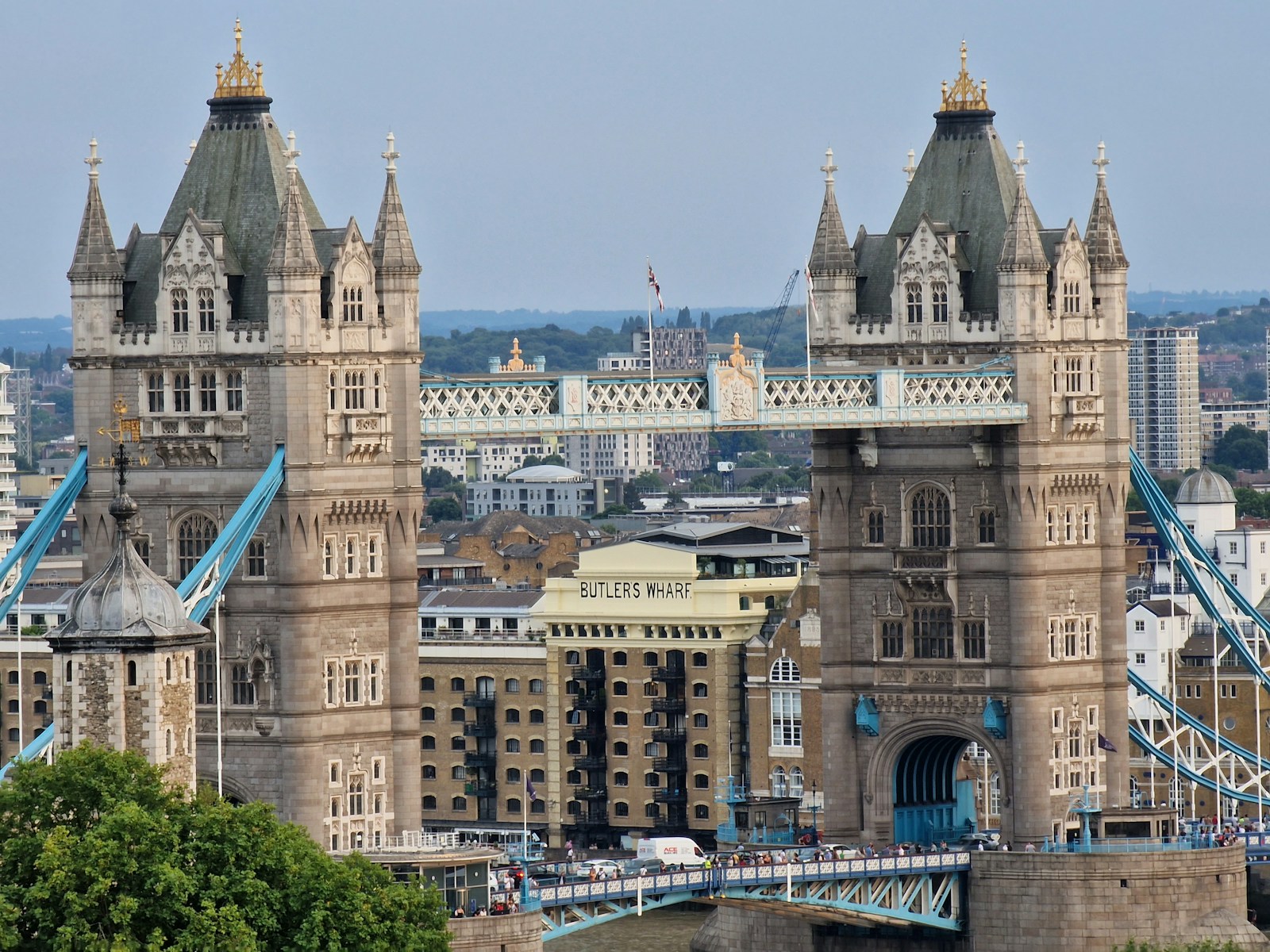 Aerial View of the Tower Bridge.