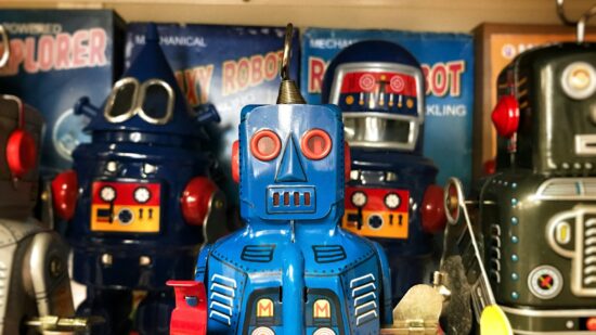 Toy robots at a collectible toy store in Mt. Airy, MD