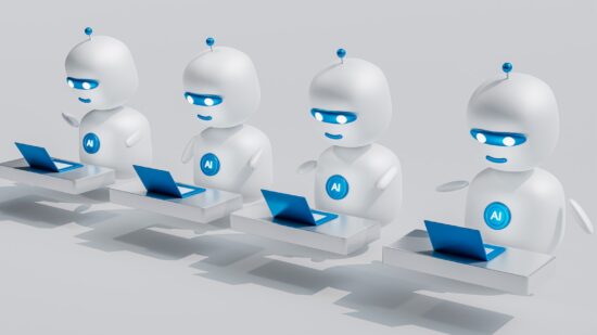 A group of artificial intelligence robots answering the question